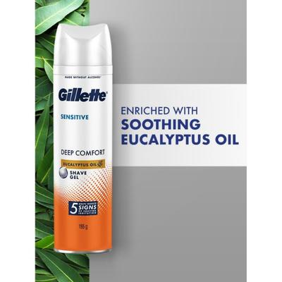 Gillette Sensitive Shavegel, Deep Comfort with Eucalyptus Oil - Shaving Gels
