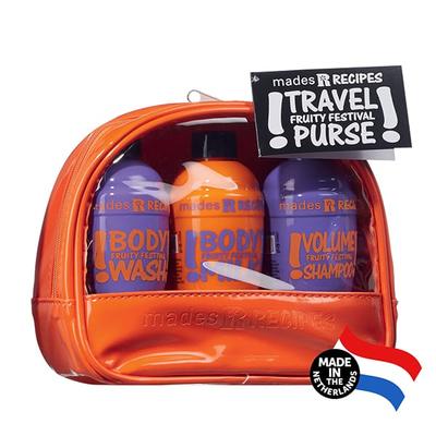 MADES Recipes Fruity Festival Travel Purse (Body wash 100ml + Body milk 100ml + Shampoo 100ml) 300 ml - Shampoos