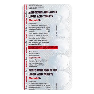 Metmin A Tablet 10'S - Diabetes-Ant