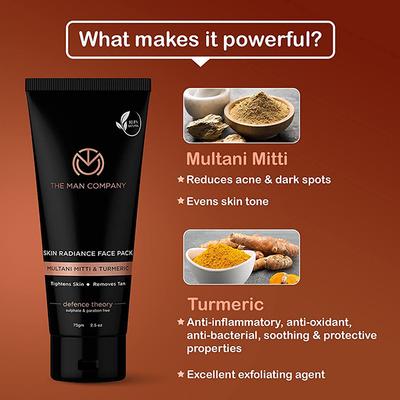 The Man Company Skin Radiance Tan Removal Face Pack with Multani Mitti & Turmeric 75 ml - Masks & Peels