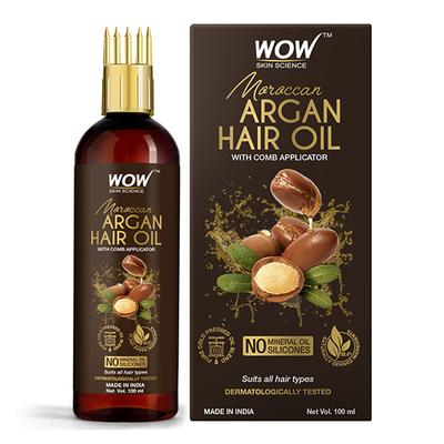 WOW Skin Science Moroccan Argan Oil Shampoo + Moroccan Argan Hair Oil with Comb Applicator 400 ml - Shampoos