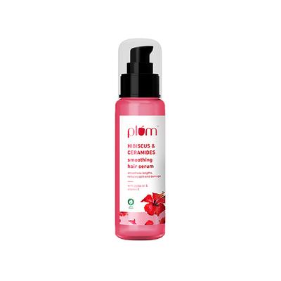 Plum Hibiscus and Ceramides Smoothing Hair Serum Smoothens, Reduces Split End Damage, Nourishes, Controls Frizz 75ml - Hair Serums