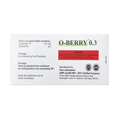 O BERRY 0.3 Tablet 15's - Diabetes-Ant