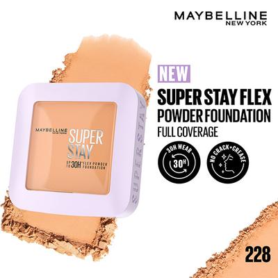 Maybelline New York Super Stay Flex Powder Foundation, 228, 30H Full Cover, Oil-Control 9 gm - Foundation