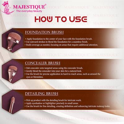 Majestique Foundation, Concealer and Multi-Use Brush, Luminous HD Makeup Brush Set 1's - Face Brush