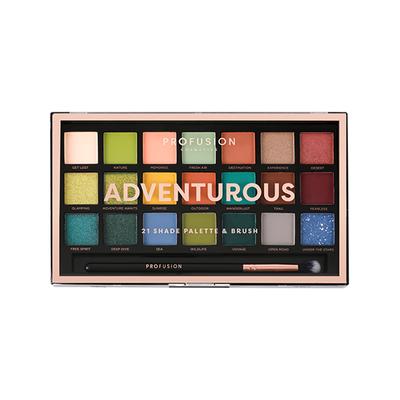 Profusion Cosmetics 21 Shade Eye Shadow Pallete & Brush Adventurous (33.6 g) - Eye Shadow Palettes
