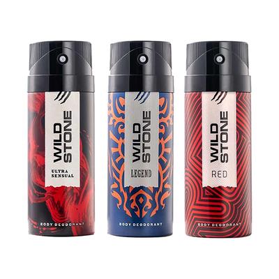 Wild Stone Ultra Sensual Red And Legend Deodorants for Men Log Lasting Deo Body Spray Combo 200ml 3's - Men Deodorants/Roll-Ons