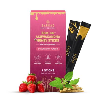 Bargad KSM-66 Ashwagandha Honey Sticks - Strawberry Flavour 7's - Speciality Medicines