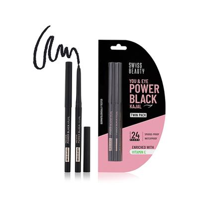 Swiss Beauty You & Eye Power Black Kajal - Twin Pack 0.3 gm - Kajal & Kohls