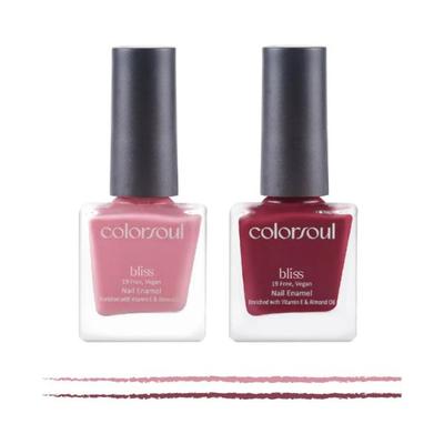 Colorsoul Bliss Vegan Nail Enamel, Breezy Pink, Candy Floss, B01, B04 (Pack of 2 x 8 ml) 1's - Nail Polish