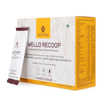 WelloTree Wello Recoop Protein Powder - Mango Flavour (Pack Of 15 x 18g) 1s - Protein Drink