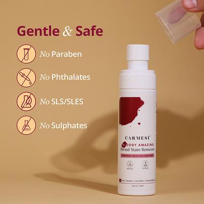 Carmesi Bloody Amazing Period Stain Remover, with Bio-Enzymes, Suitable for All Fabrics 100 ml - Intimate Care