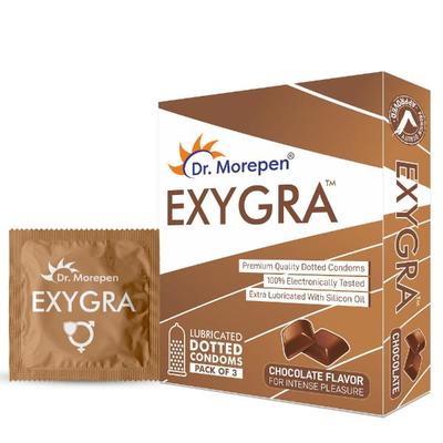 Dr. Morepen Exygra Lubricated Dotted Condoms - Chocolate Flavour 3's - Plain/Flavoured Condoms