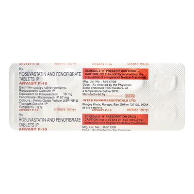 Arvast F 10mg Tablet 10'S - High Cholesterol-Dys