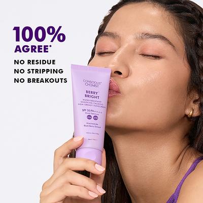 Conscious Chemist Berry Bright SunscreenSpf 50 Pa ++++Uva/UvbNiacinamide & Berry Extract 50 gm - Face Sunscreen