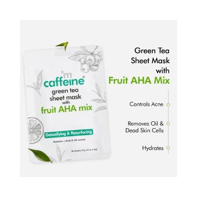 mCaffeine Vitamin C, Niacinamide, Fruit AHA Mix Face Sheet Masks with Green Tea 60g 3's - Sheet Masks