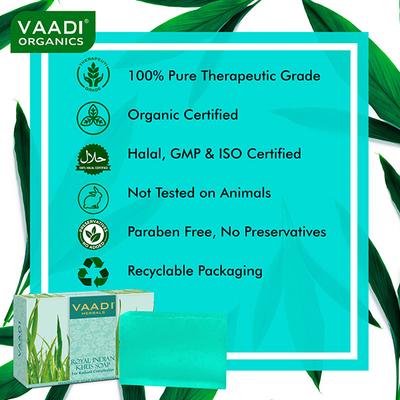 Vaadi Herbals Handmade Soap with Essential Oils - Royal Indian Khus for Radiant Complexion 75gm - Soaps