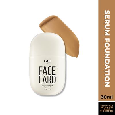 FAE Beauty Face Card Serum Skin Tint- Skin-like Foundation, Shade - 41O - Warm Olive 30 ml - Foundation