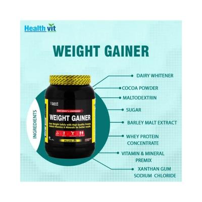 Healthvit Fitness Weight Gainer, Chocolate Flavor 1KG-2.2lBS 1000 gm - General Health