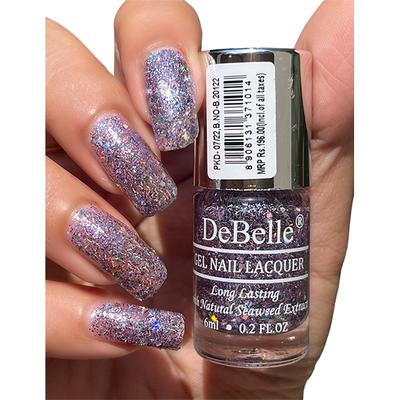DeBelle Gel Nail Lacquer Tatiana Tassles (Clear Light Purple with Chunky Glitter) 6 ml - Nail Polish