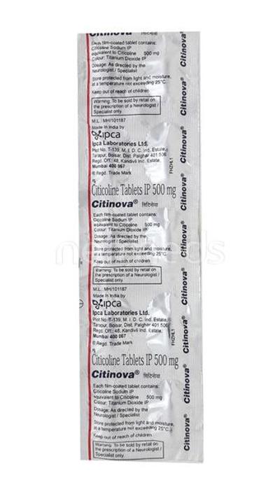 Citinova 500mg Tablet 10'S - Nootropics And Neurotrophics