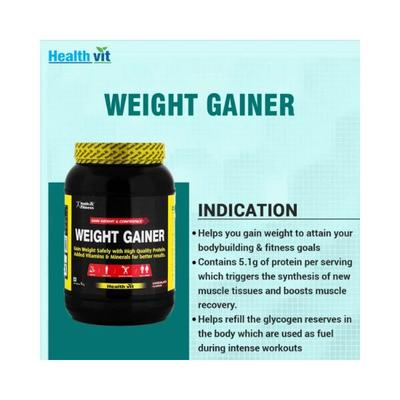 Healthvit Fitness Weight Gainer, Chocolate Flavor 1KG-2.2lBS 1000 gm - General Health