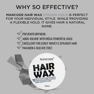 Mancode Hair Gel Wax Strong hold 175 ml - Hair Gels & Waxes