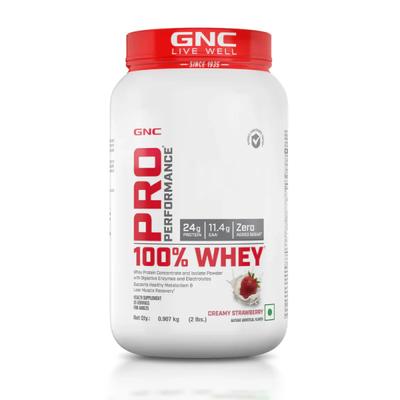 GNC Pro Performance 100% Whey Protein Powder - Creamy Strawberry 907gm - Whey Proteins