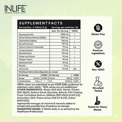INLIFE Glucosamine Chondroitin MSM 4000mg Tablets 60's - Multi-Vitamins