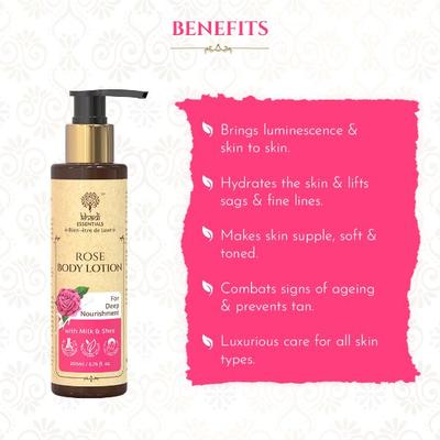 Khadi Essentials Ramani Body Balsam - Desi Gulaab, Milk & Shea Butter 200 ml - Lotions & Creams