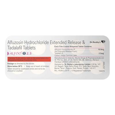 ALFOO T 2.5 Tablet 10's - Bladder And Prostate Disorders-Dru