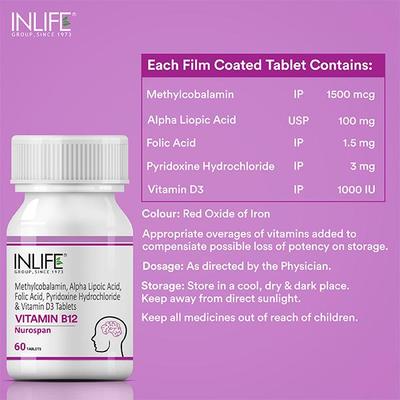 INLIFE Vitamin B12 Tablets 60's - Multi-Vitamins