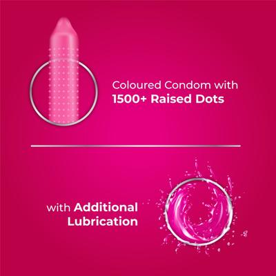 Skore 1500+ Raised Dots Condoms - Strawberry 10's - Plain/Flavoured Condoms