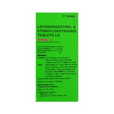 Ovral L Tablet 21'S - Contraception-Ora