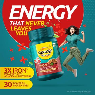 Supradyn Naturals Iron Tablet - Ashoka + Shatavari (Pack Of 2 x 30's) - Calcium And Minerals