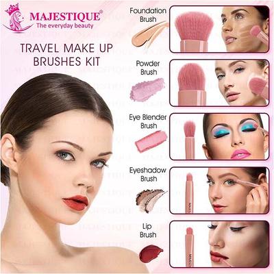 Majestique Travel Friendly Make-Up Kit with Mirror, Ultra-Soft Bristles for Face, Lip Eye - 6 Pcs 1's - Sponges & Applicators