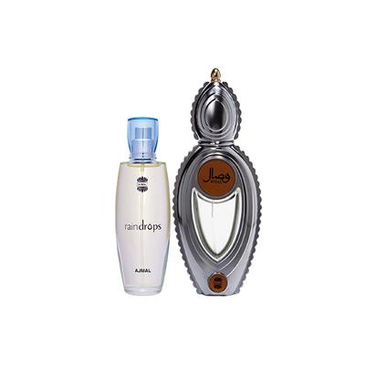 Ajmal Raindrops EDP Floral Chypre Perfume And Wisal EDP Floral Musky Perfume 100 ml - Women Perfumes (Edt/Edp)