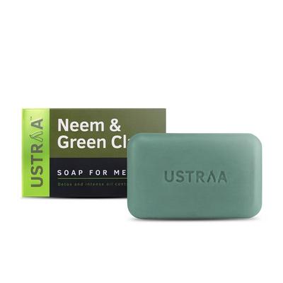 Ustraa Men's Deo Soap with Sea Minerals, Activated Charcoal and Neem & Green Clay (Pack of 6 x 100 gm) - Soaps