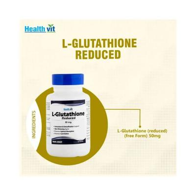 Buy Healthvit L-Glutathione Reduced 50mg- Capsules 60's Online at Best Price - Herbal Supplement Buy Healthvit L-Glutathione Reduced 50mg- Capsules 60's Online at Best Price - Herbal Supplement