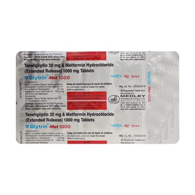 Glytrin Met 20/1000mg Tablet 10'S - Diabetes-Ant