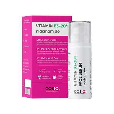 Cos IQ Niacinamide Vitamin B3 20 percent High Dose Face Serum With 4 percent Multi Peptide Complex and 2 percent HA 30 ml - Face Serum