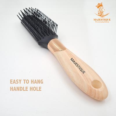Majestique Prime Black Hair Brush 8 Row Flat Series, Bio-Friendly Detangling Brush 1's - Hair Brushes