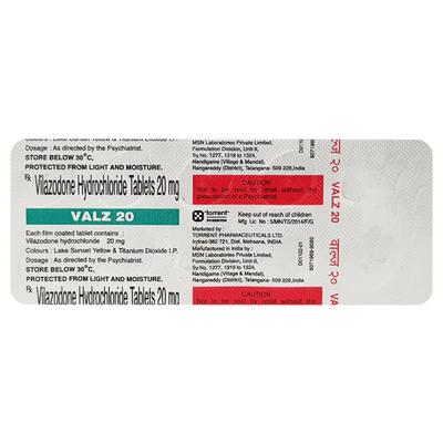 Valz 20mg Tablet 10'S - Depression-Ant