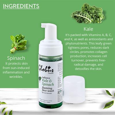 Globus Naturals Kale & Spinach Foaming Cleanser 150 ml - Face Wash & Cleansers