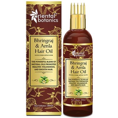 Oriental Botanics with Comb Applicator - Bhringraj & Amla Hair Oil 200 ml - Hair Oils