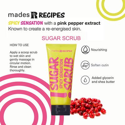 MADES Recipes Spicy Sensation Body Sugar Scrub 250 gm - Scrubs & Exfoliants