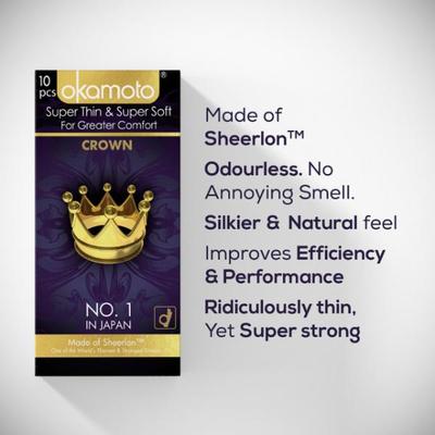 Okamoto Crown Condoms 10's - Plain/Flavoured Condoms