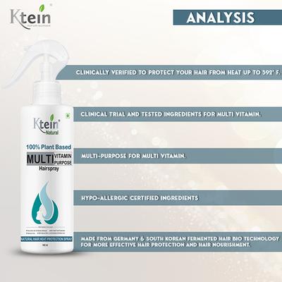 Ktein Natural 100% Plant Based Multi Vitamin Purpose with Deep Nourishment Hairspray for Hair Heat Protection Frizz Free Hair 160 ml - Hair Sprays & Mists