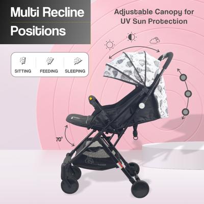 R for Rabbit Pocket Stroller Lite Stroller - Black & White 1's - Baby Safety