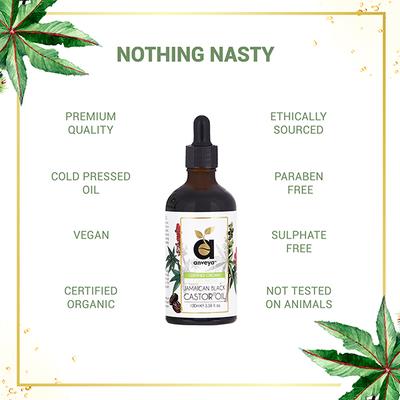 Anveya Jamaican Black Castor Oil, Cold - Pressed Organic 100 ml - Carrier Oils
